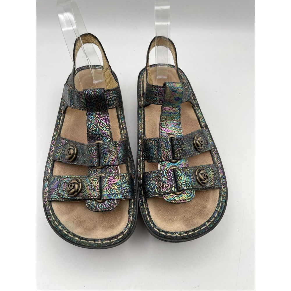 Alegria By PG Lite Kleo Women's Sandal 6 Black Snake Leather Slingback Shoes - Picture 2 of 14